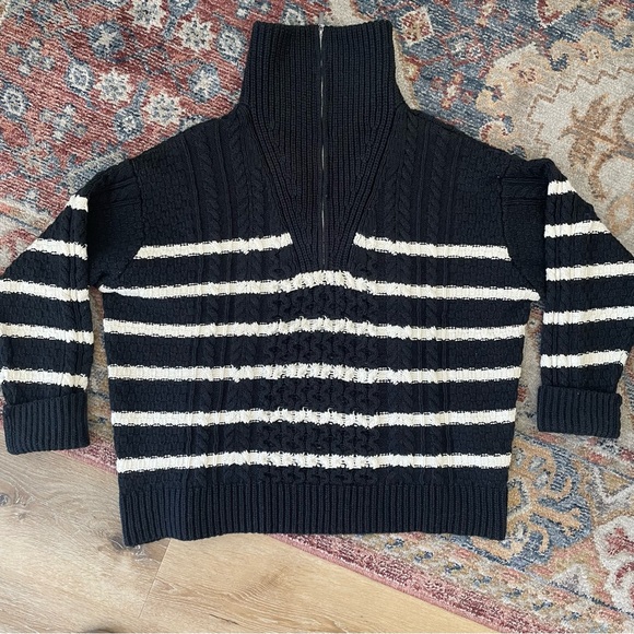 LA LIGNE X TARGET QUARTER ZIP STRIPED CABLEKNIT SWEATER - Picture 2 of 3